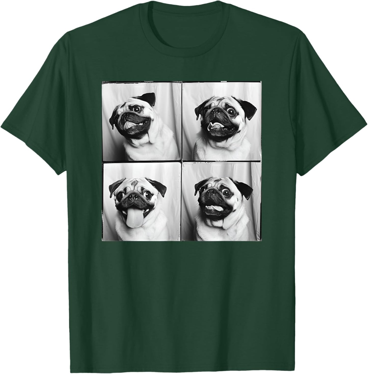 Cute Pug Face Pet Portrait Photobooth Fawn Pug Lover T-Shirt - T-Shirt | Forest