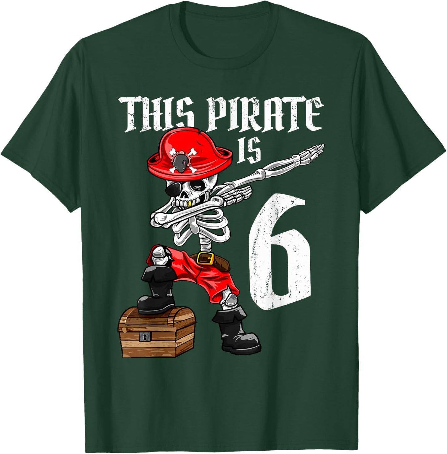 This Pirate is 6 dabbing pirate shirt 6th Birthday boy six T-Shirt - T-Shirt | Forest
