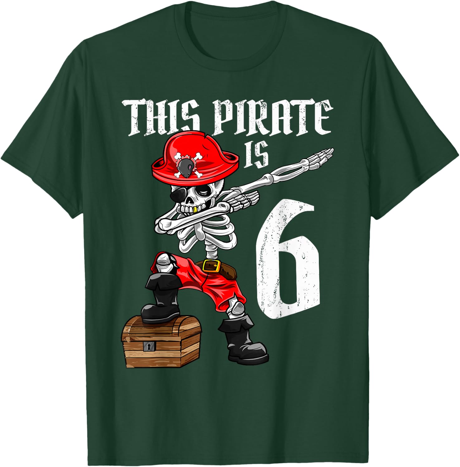 This Pirate is 6 dabbing pirate shirt 6th Birthday boy six T-Shirt - T-Shirt | Forest