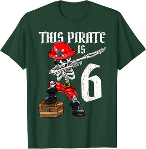 This Pirate is 6 dabbing pirate shirt 6th Birthday boy six T-Shirt - T-Shirt | Forest