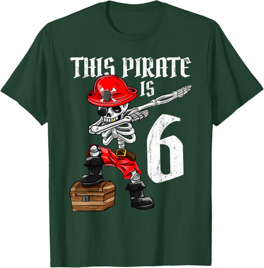 This Pirate is 6 dabbing pirate shirt 6th Birthday boy six T-Shirt - T-Shirt | Forest