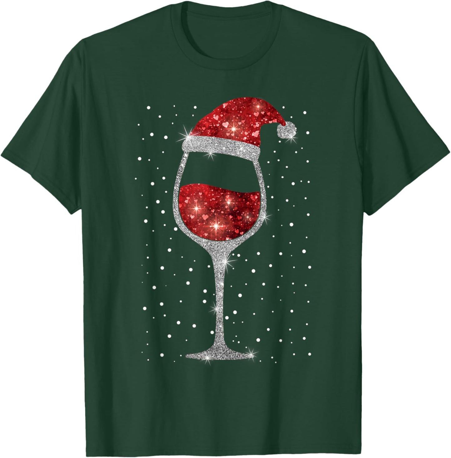 Christmas Red Wine with Santa Hat Christmas Wine T-Shirt - T-Shirt | Forest