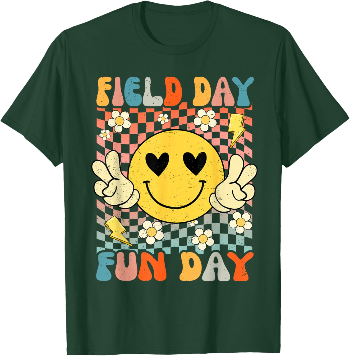 Field Day Fun Day Groovy Retro Field Trip Funny Boys Girls T-Shirt - T-Shirt | Forest