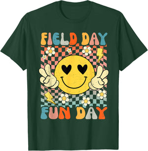 Field Day Fun Day Groovy Retro Field Trip Funny Boys Girls T-Shirt - T-Shirt | Forest