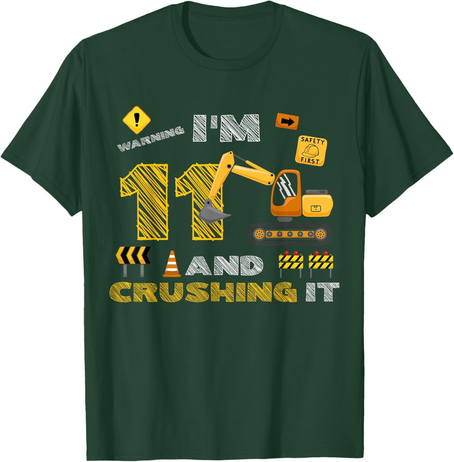 Construction Truck 11th Birthday Construction Theme 11 Year T-Shirt - T-Shirt | Forest