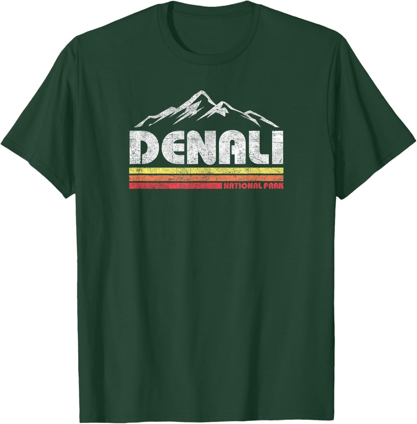 Vintage Mt Denali Alaska National Park Mountain Sunset Retro T-Shirt - T-Shirt | Forest
