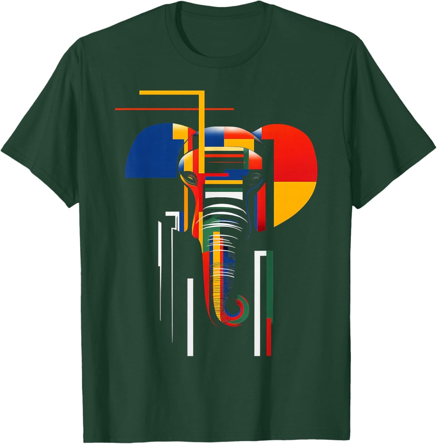 Elephant Abstract Animal Art Geometric Graphic Elephant T-Shirt - T-Shirt | Forest