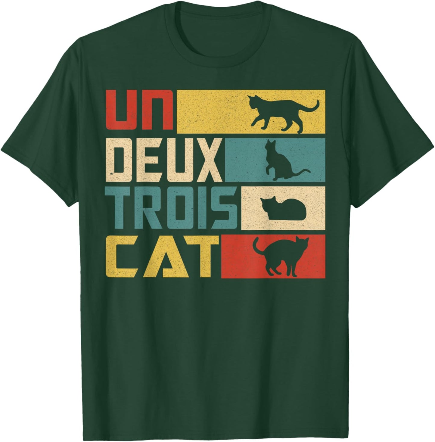 Un Deux Trois Cat - Funny French Pun, Funny Cat T-Shirt - T-Shirt | Forest