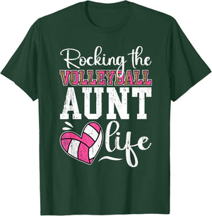 Rocking The Volleyball Aunt Life Volleyball Player Aunt T-Shirt - T-Shirt | Forest