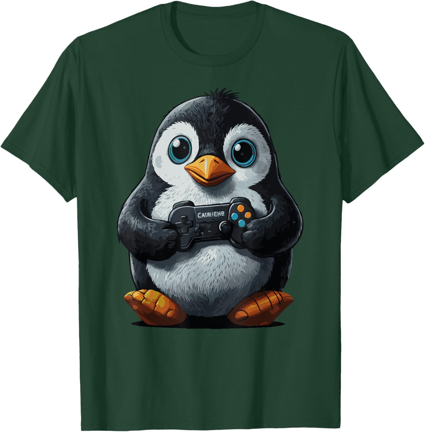 Gaming Cute Penguin gamer Penguin Playing Video Games T-Shirt - T-Shirt | Forest