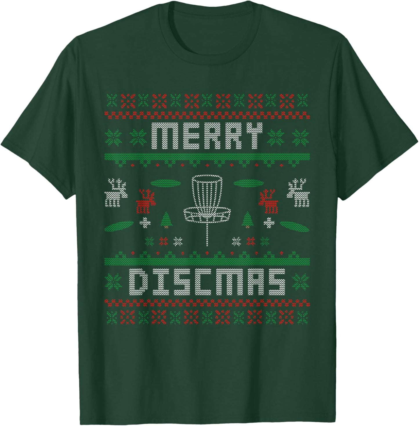 Merry Discmas Disc Golf Ugly Dad Uncle T-Shirt - T-Shirt | Forest