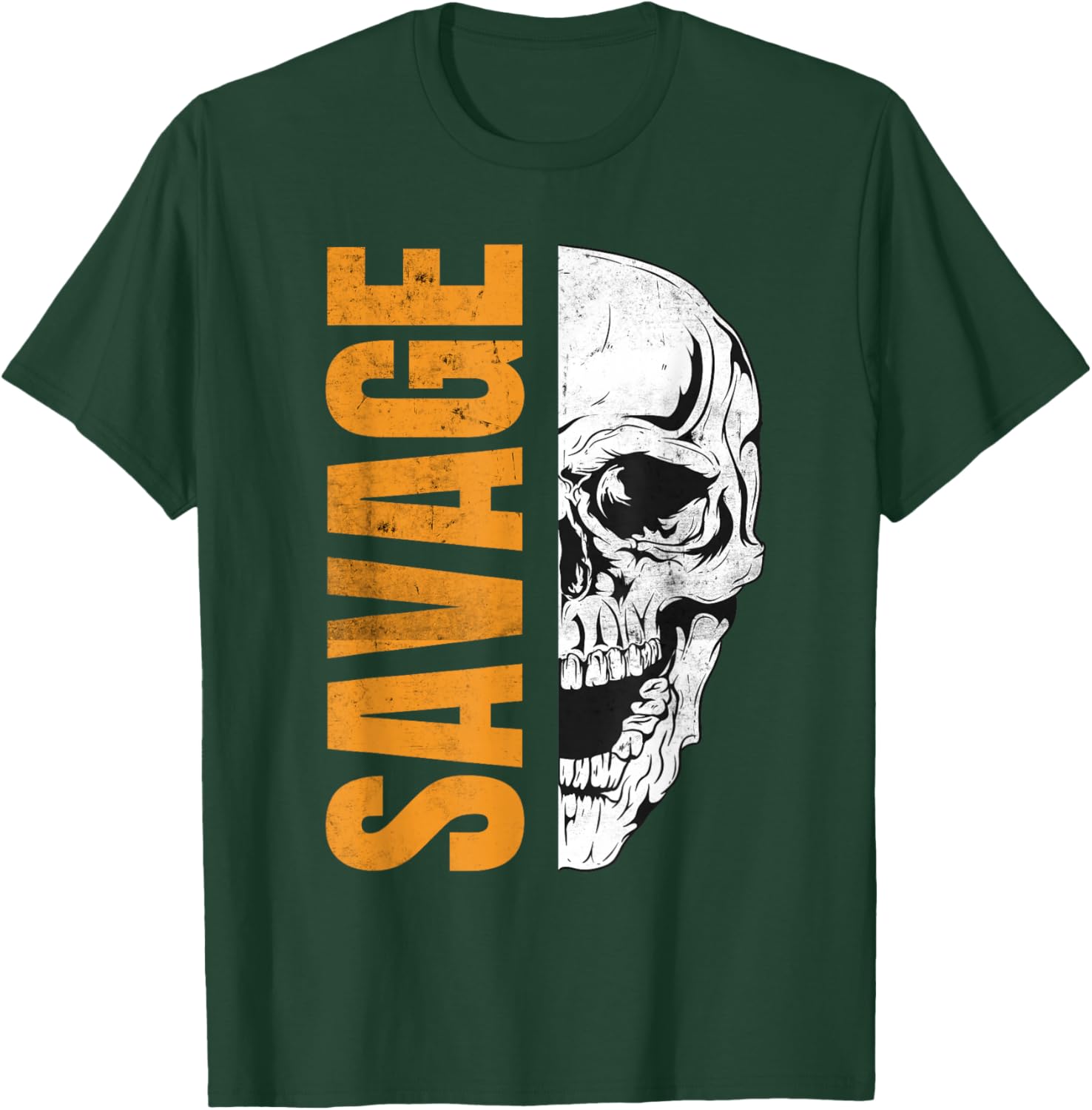 SAVAGE Skull Vintage Inspired Urban Streetwear T-Shirt - T-Shirt | Forest