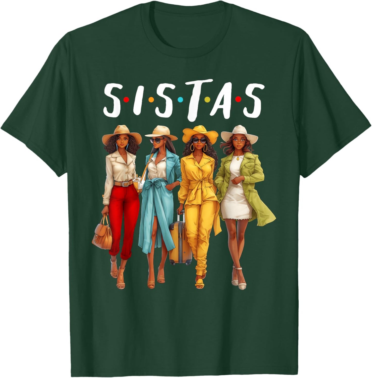 Sistas African American Black Women Afro Girls Together T-Shirt - T-Shirt | Forest