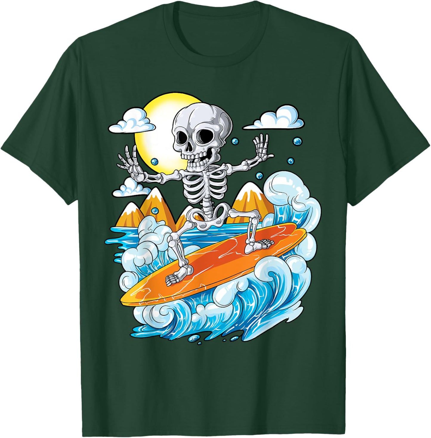 Skeleton Surfing Halloween Hawaii Hawaiian Men Women Surfer T-Shirt - T-Shirt | Forest