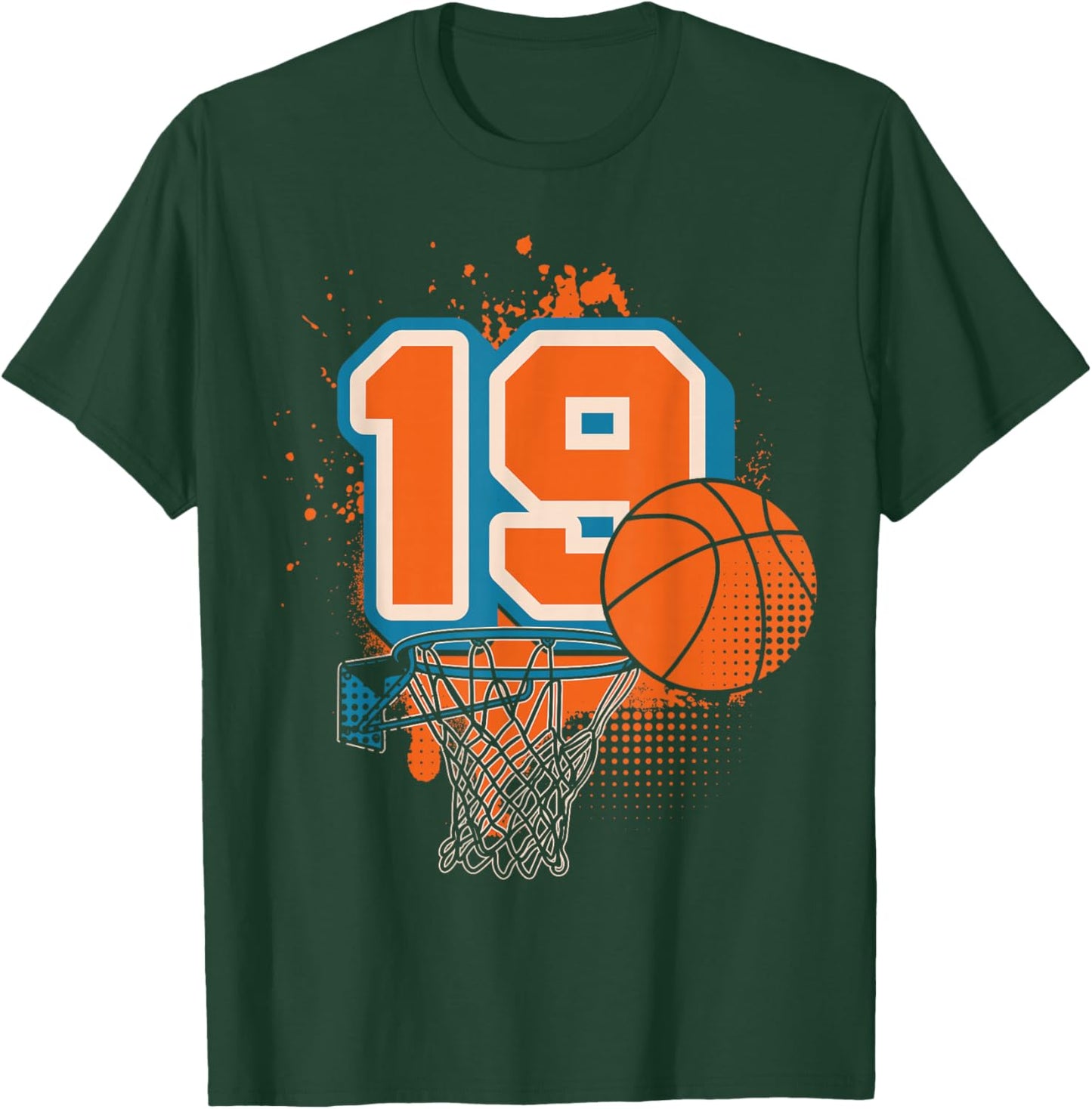 19th Birthday Boy Basketball Player Basketball 19 Years Old T-Shirt - T-Shirt | Forest