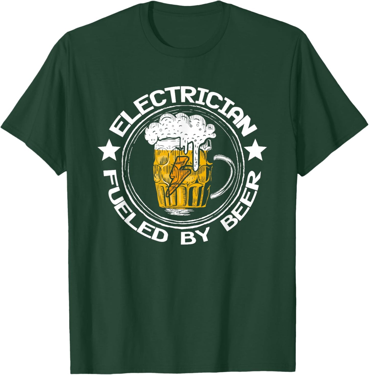 Electrician Fueled By Beer | Electrical Engineer | Lineman T-Shirt - T-Shirt | Forest
