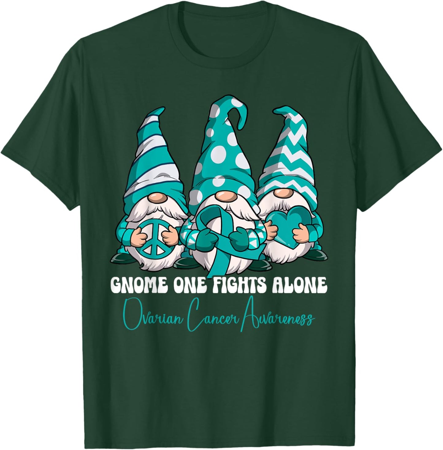 Ovarian Cancer Awareness Gifts , -Adults, Black, Small, Short Sleeve, Classic Fit, Cartoon, , Ovarian Cancer Awareness T-Shirt - T-Shirt | Forest