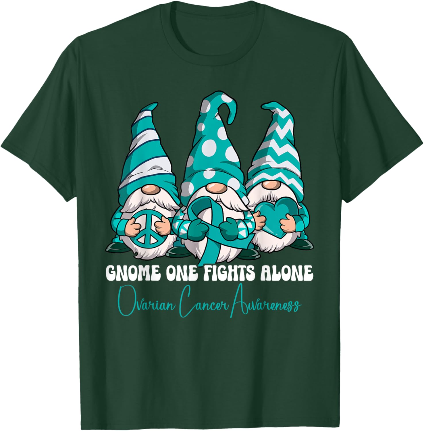Ovarian Cancer Awareness Gifts , -Adults, Black, Small, Short Sleeve, Classic Fit, Cartoon, , Ovarian Cancer Awareness T-Shirt - T-Shirt | Forest