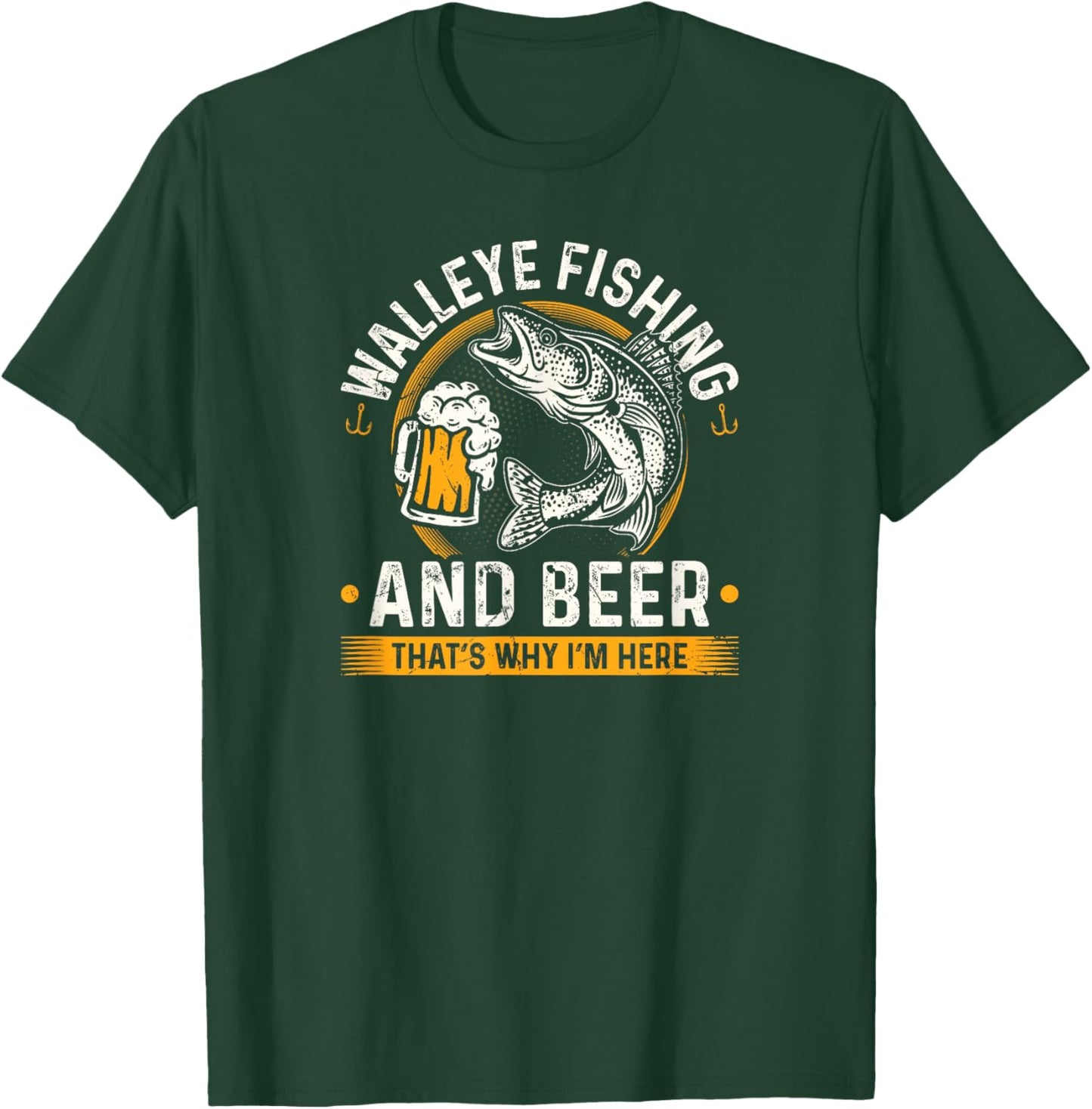 Walleye Fishing and Beer Fisherman T-Shirt - T-Shirt | Forest