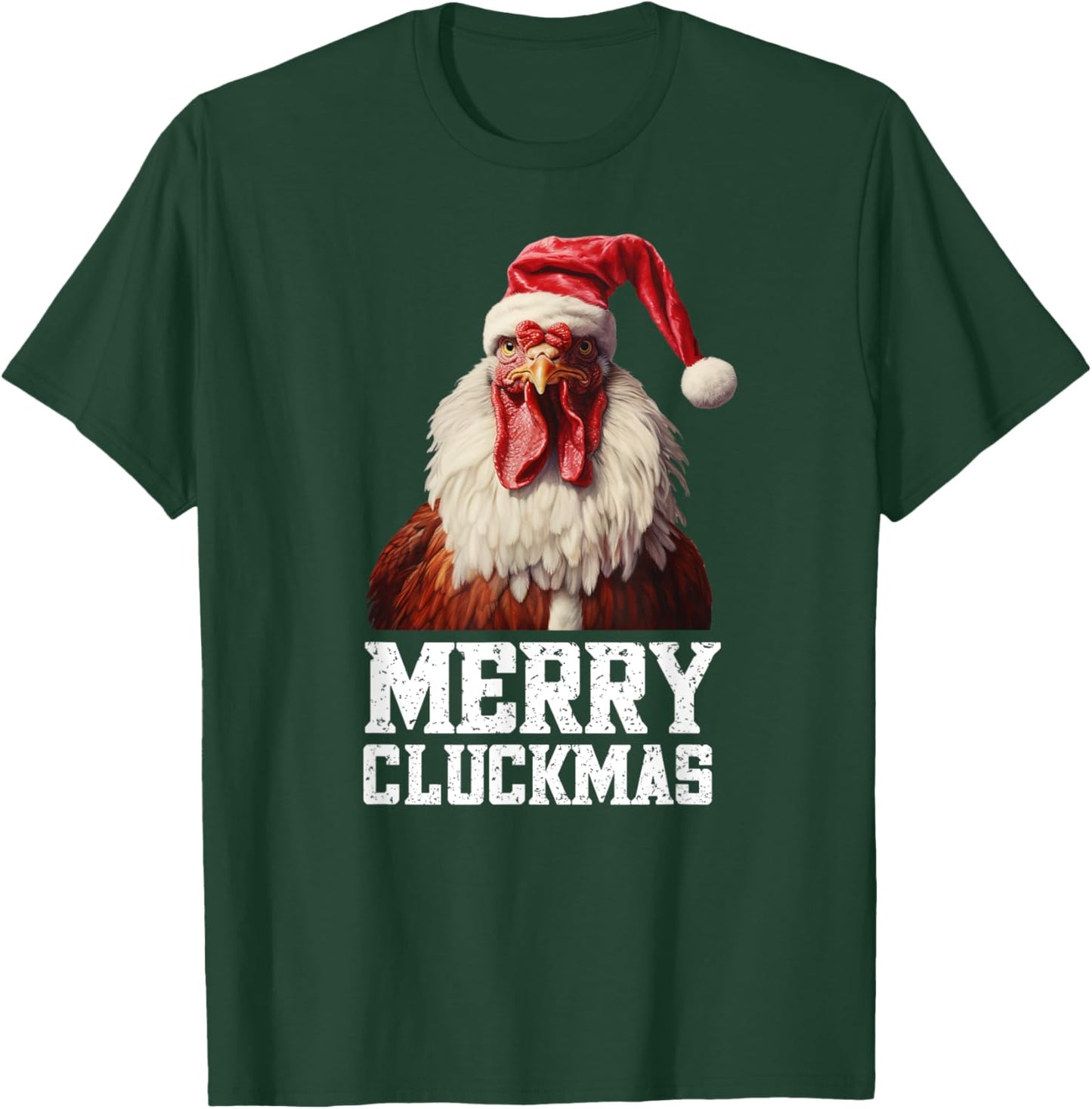 Funny Chicken Santa Farm Bird Xmas Humor Rooster Christmas T-Shirt - T-Shirt | Forest