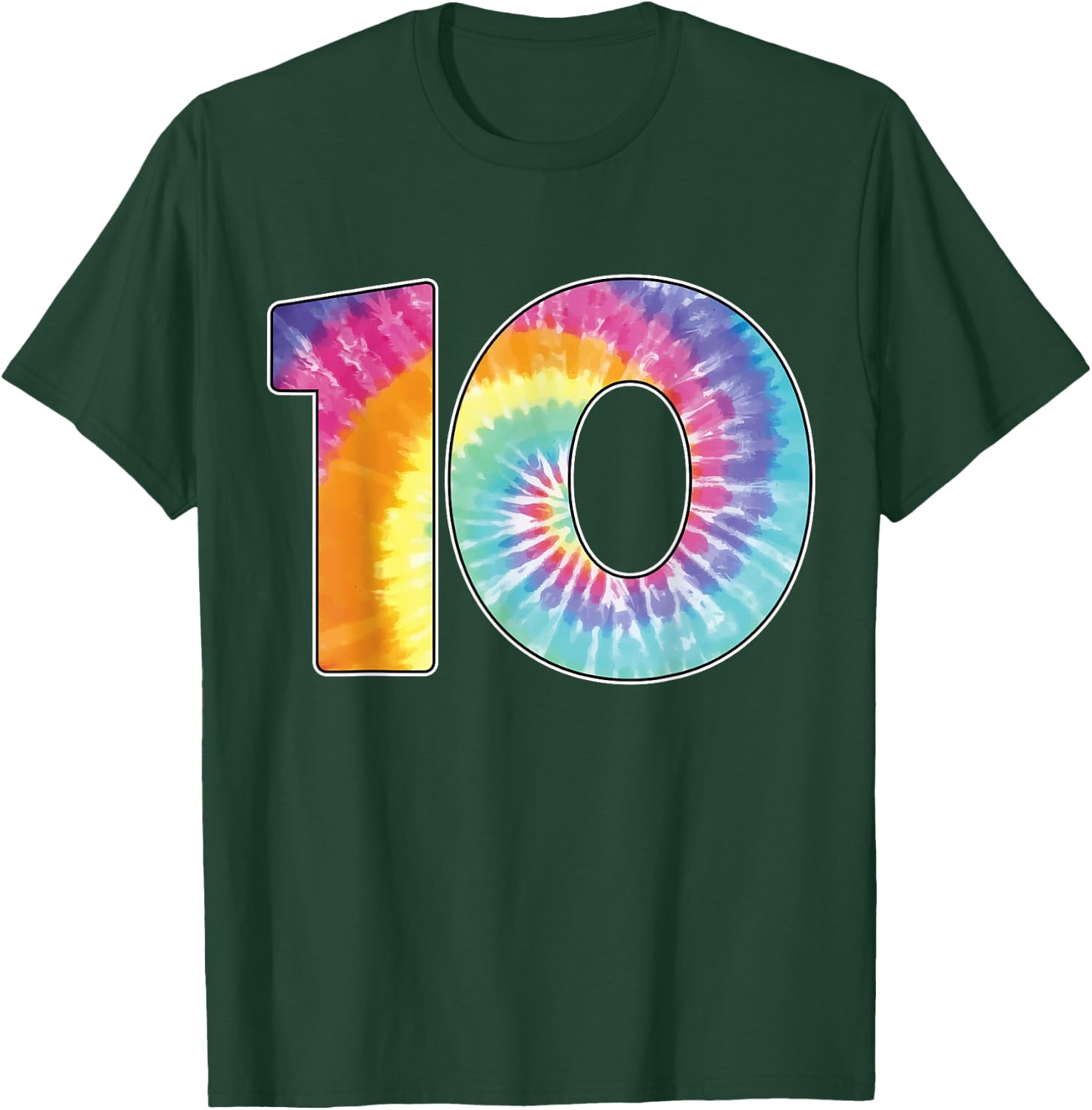 Number 10 Team Event Shirt or 10th Birthday Tie Dye Gift T-Shirt - T-Shirt | Forest