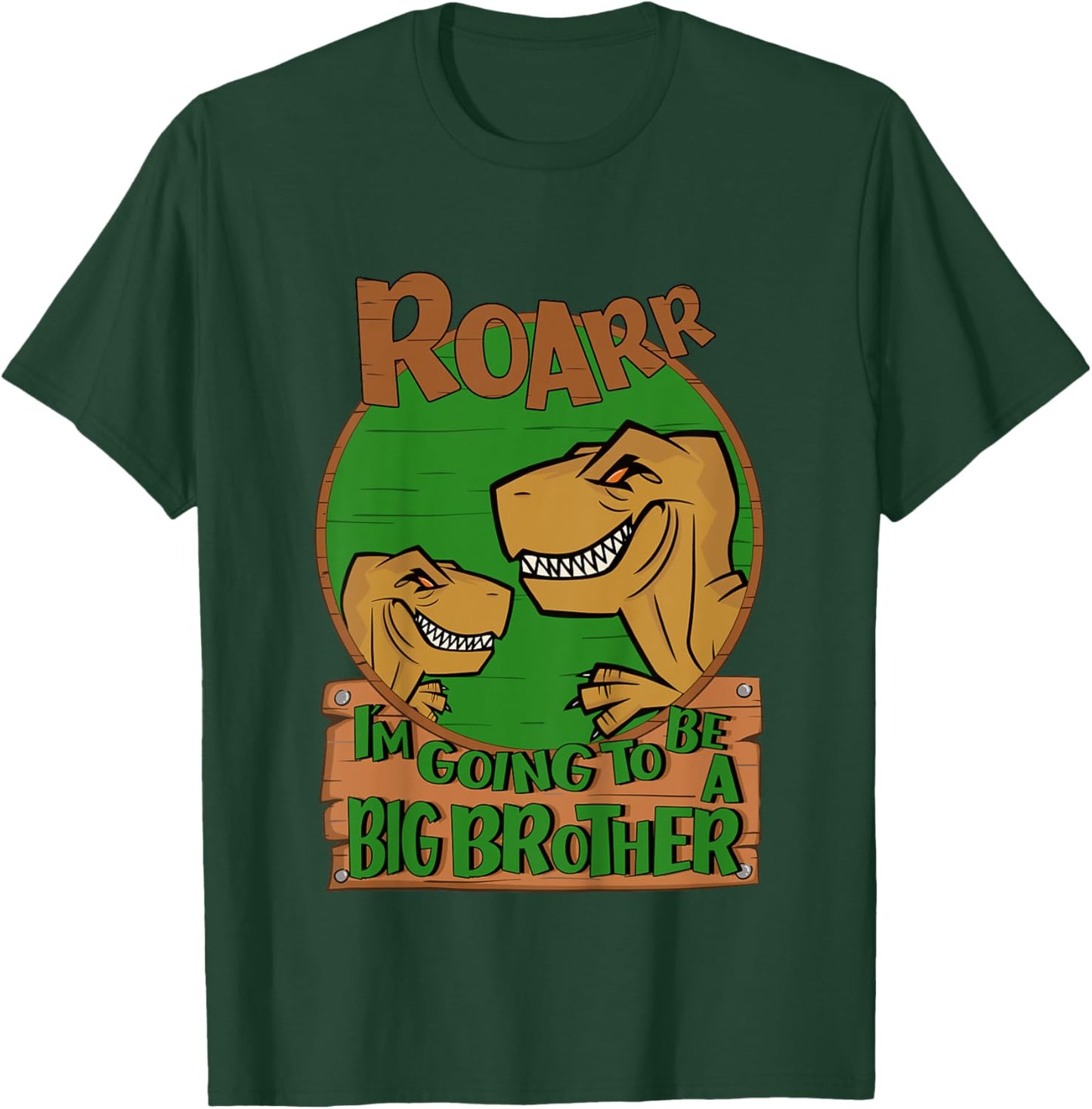 Kids Dinosaur I'm Gonna Be A Big Brother Announcement Baby Reveal T-Shirt - T-Shirt | Forest