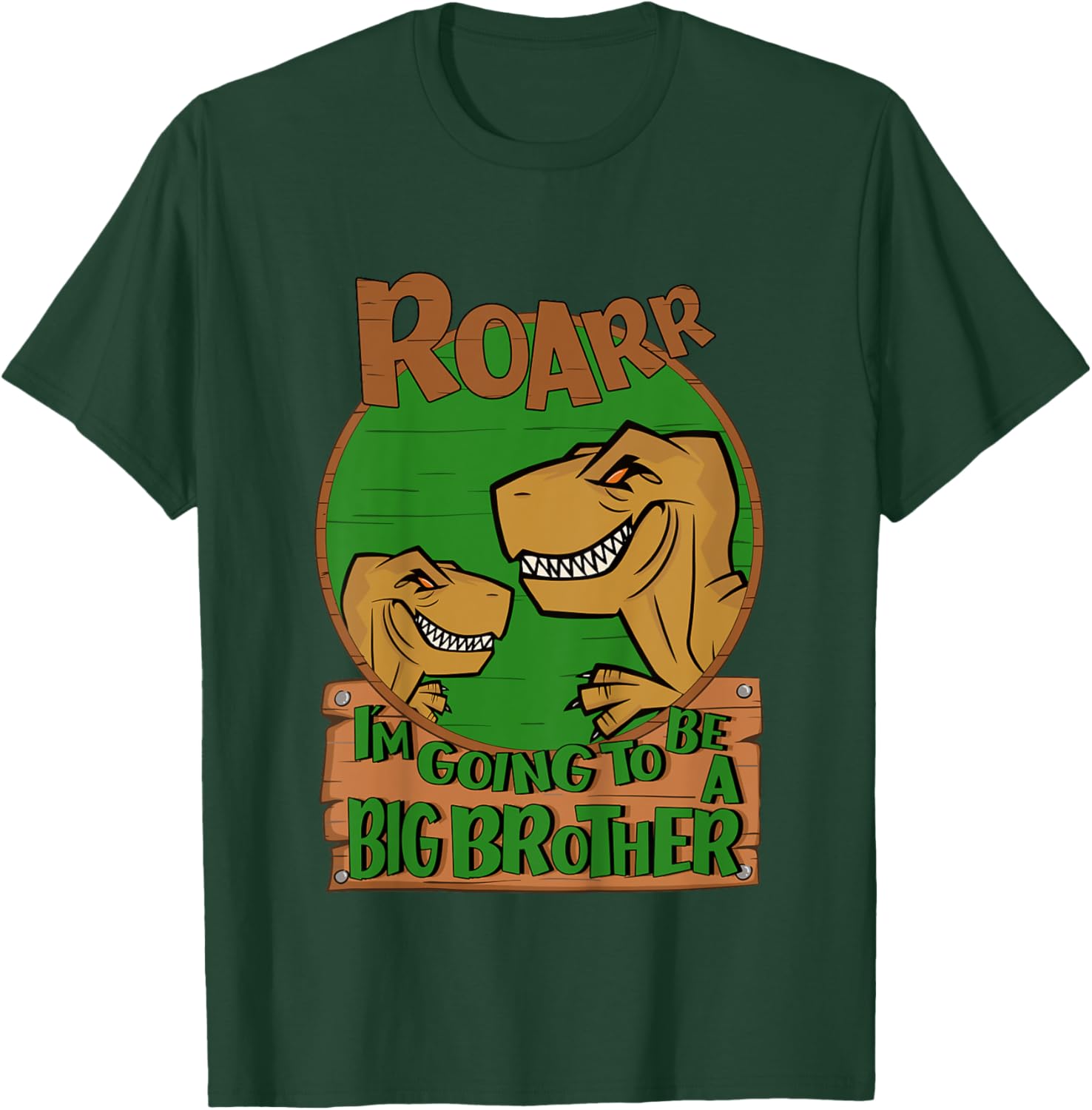Kids Dinosaur I'm Gonna Be A Big Brother Announcement Baby Reveal T-Shirt - T-Shirt | Forest