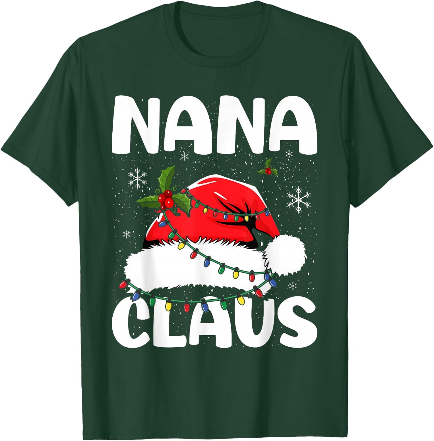 Nana Claus Christmas Lights Pajama Family Matching T-Shirt - T-Shirt | Forest