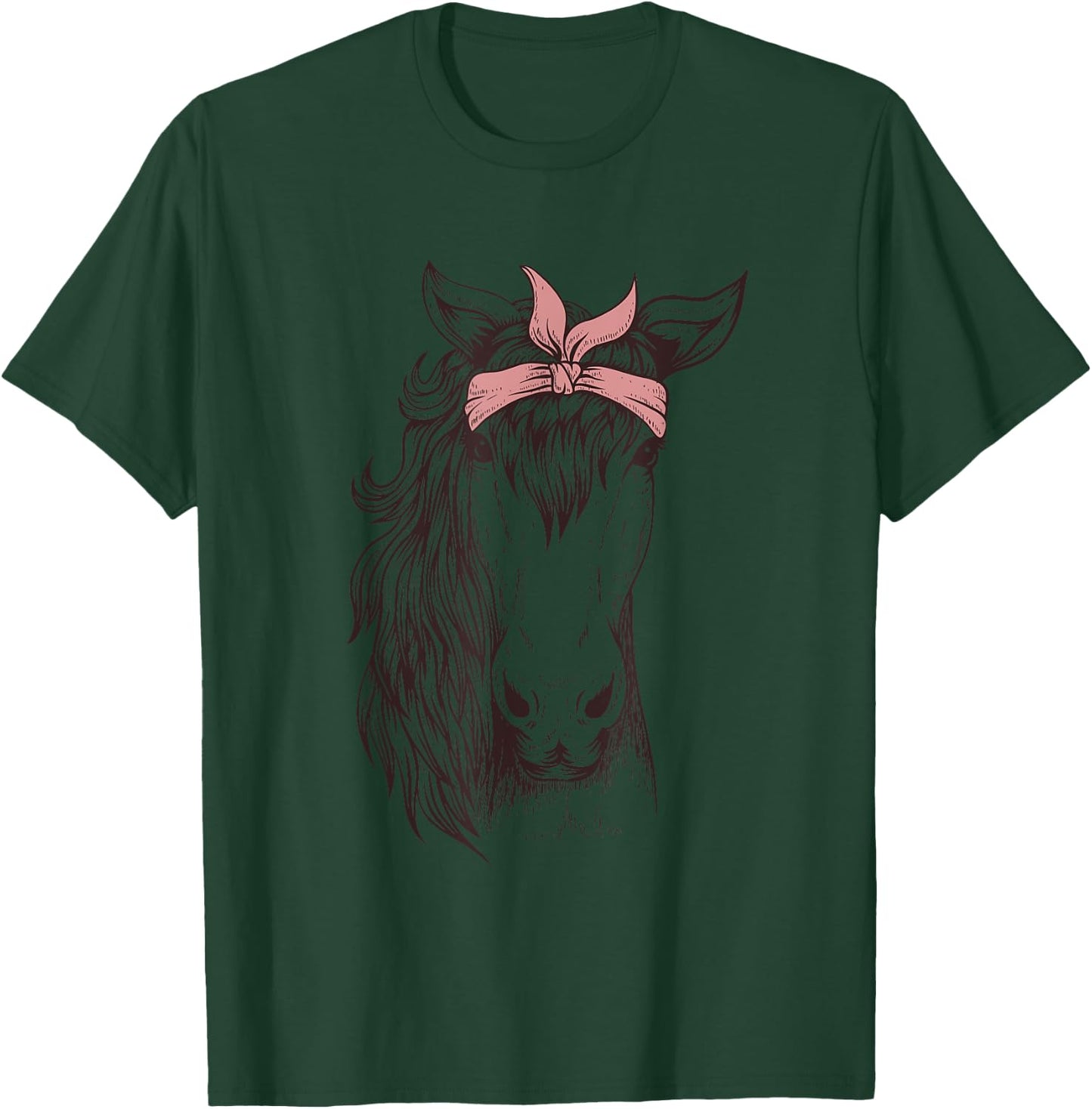 Horse Bandana T Shirt for Horseback Riding Horse Lover Gifts T-Shirt - T-Shirt | Forest