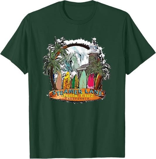 Surfing Santa Cruz Ca Steamer Lane Surf Town Souvenir T-Shirt - T-Shirt | Forest