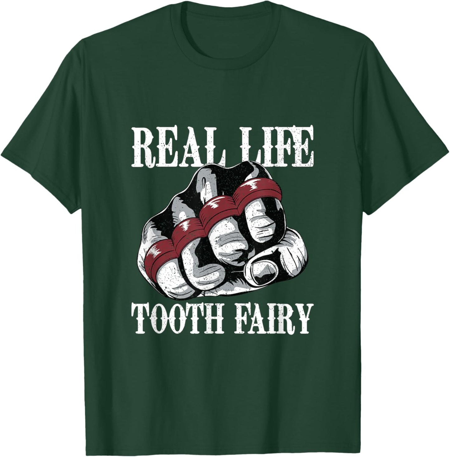 Funny Real Life Tooth Fairy Fist With Brass Knuckles Boxing T-Shirt - T-Shirt | Forest