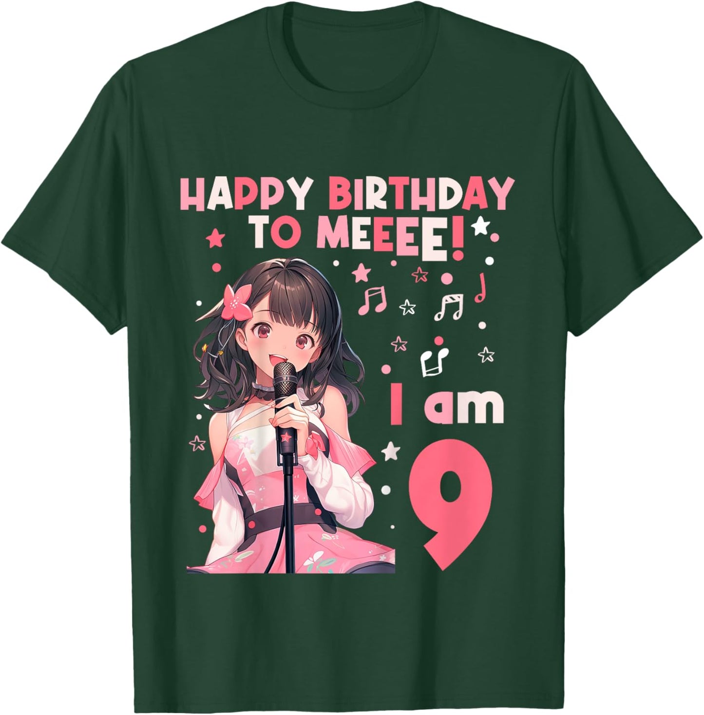 9 years old 9th birthday for Girl Anime 9 Birthday T-Shirt - T-Shirt | Forest