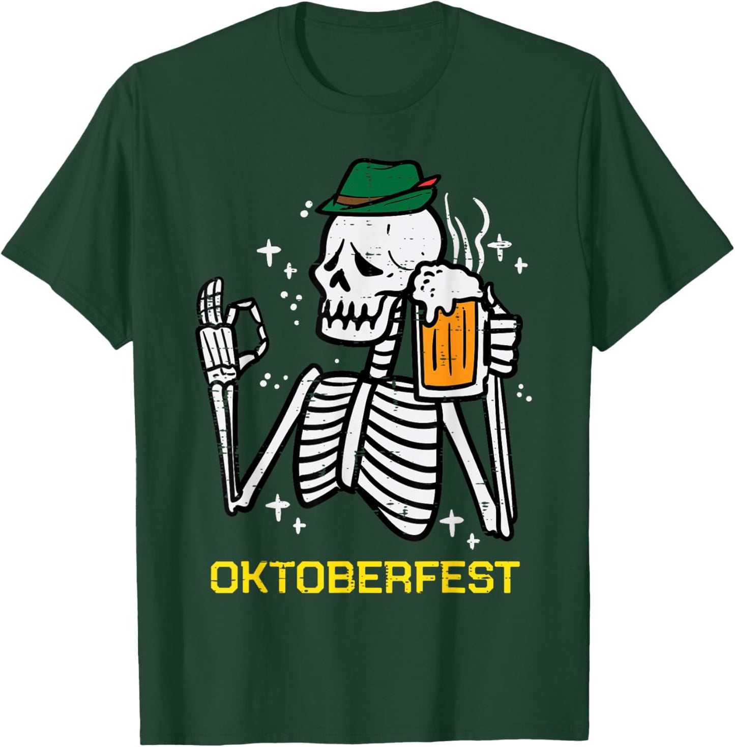 Skeleton Oktoberfest Bavarian Octoberfest German Halloween T-Shirt - T-Shirt | Forest