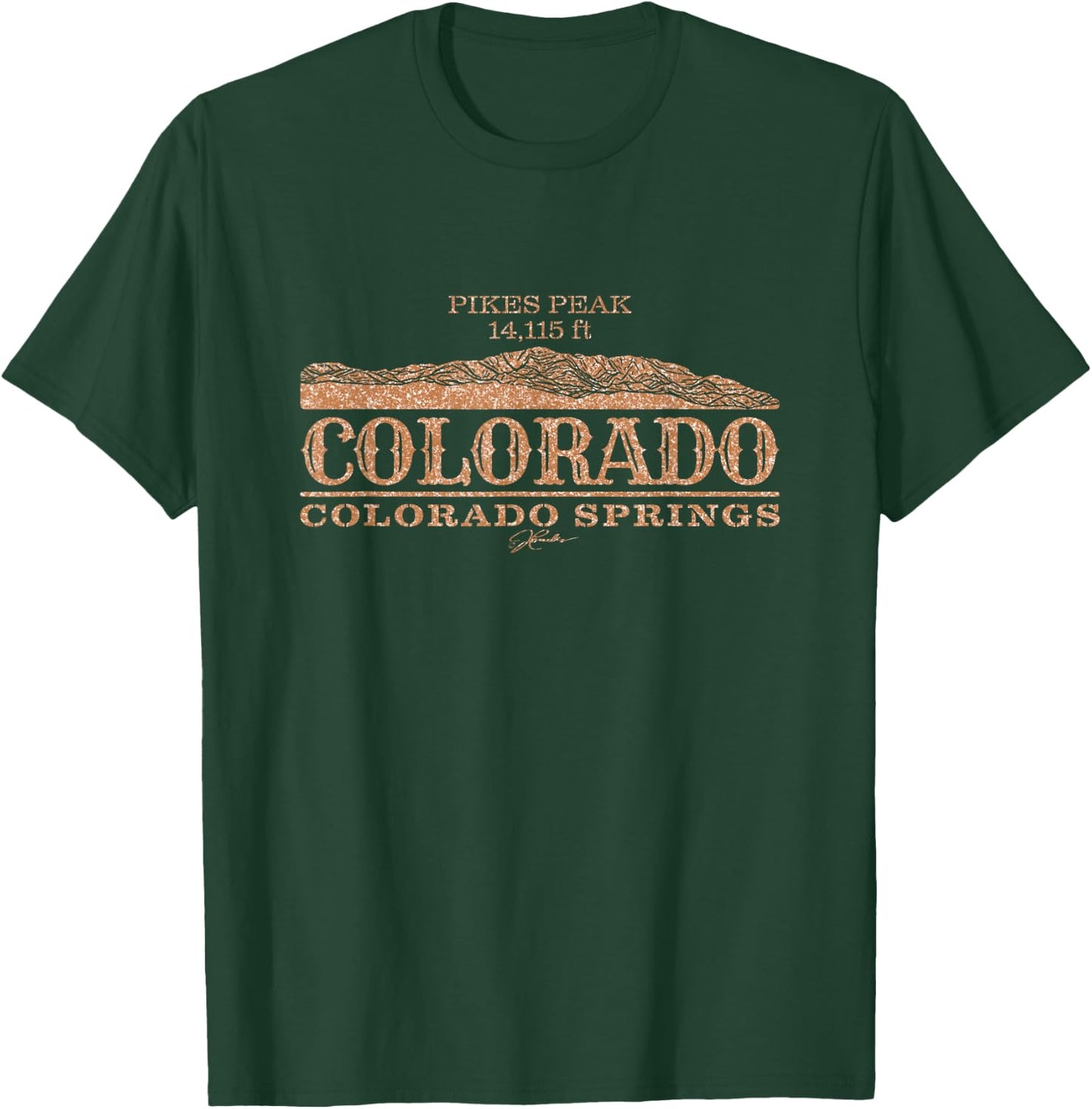 JCombs: Colorado Springs, CO with Pikes Peak T-Shirt - T-Shirt | Forest