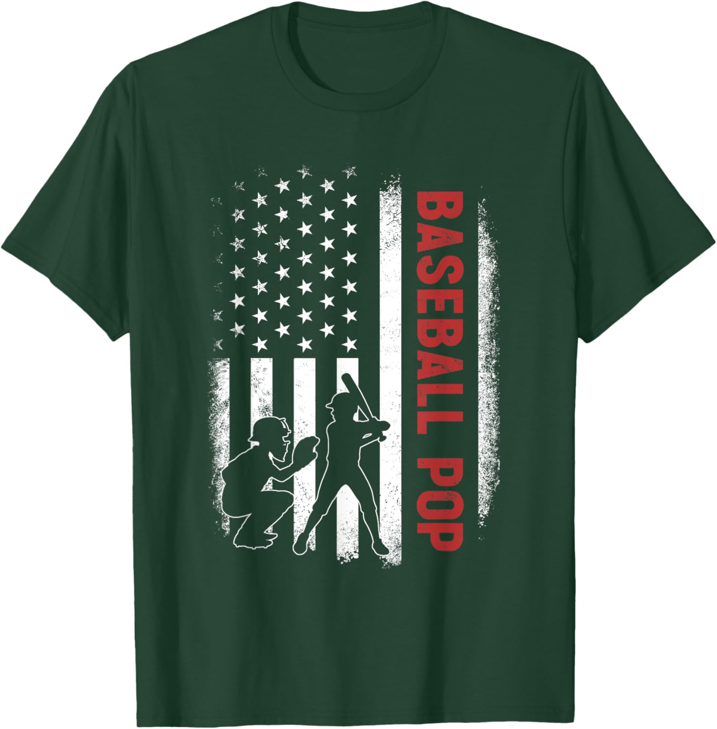 Baseball Pop American US Flag Gifts For Father's Day T-Shirt - T-Shirt | Forest