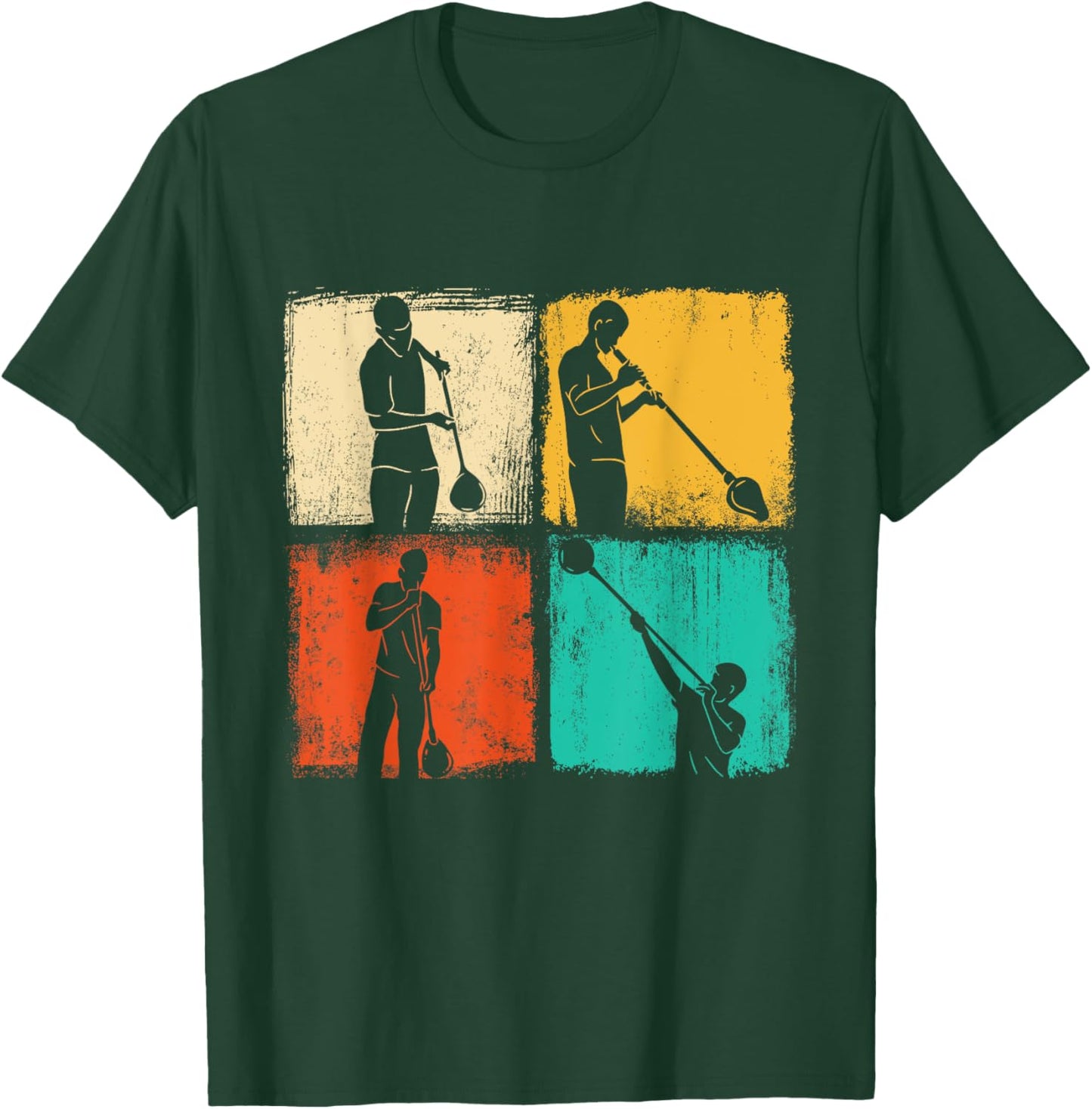 Retro Square Glassblower - Glassblowing Hobbyist T-Shirt - T-Shirt | Forest