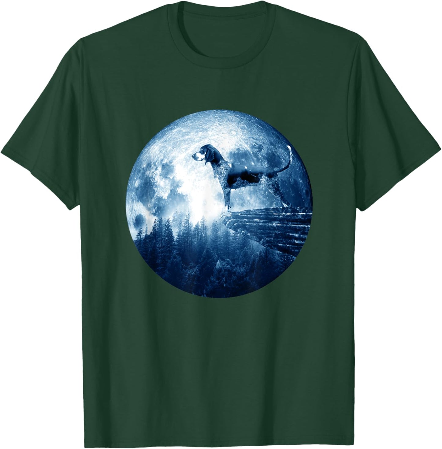 Bluetick Coonhound Dog Moon Dog Mom Dad Women Men Dog Lovers T-Shirt - T-Shirt | Forest