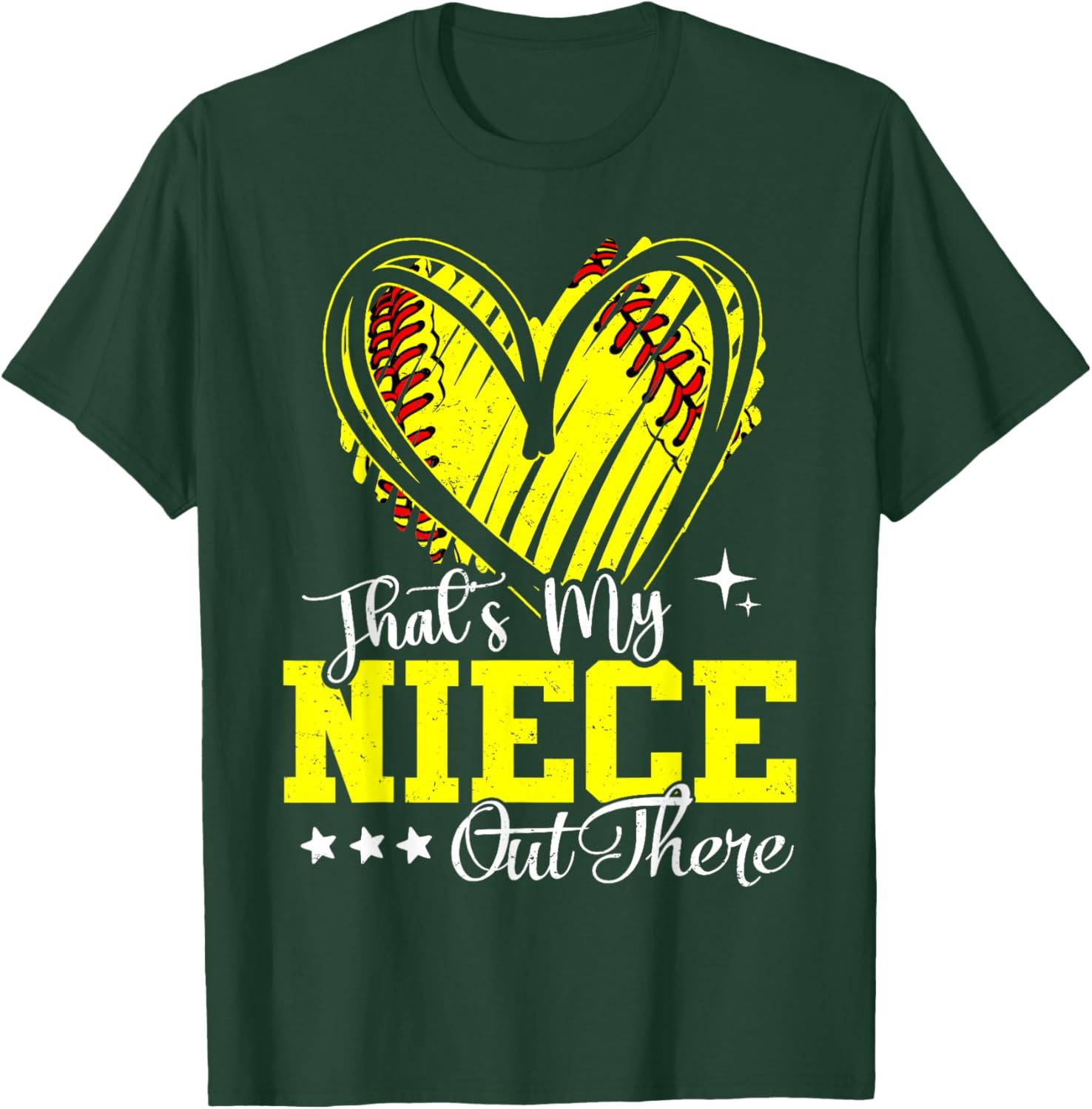That's My Niece Out There Softball Heart T-Shirt - T-Shirt | Forest