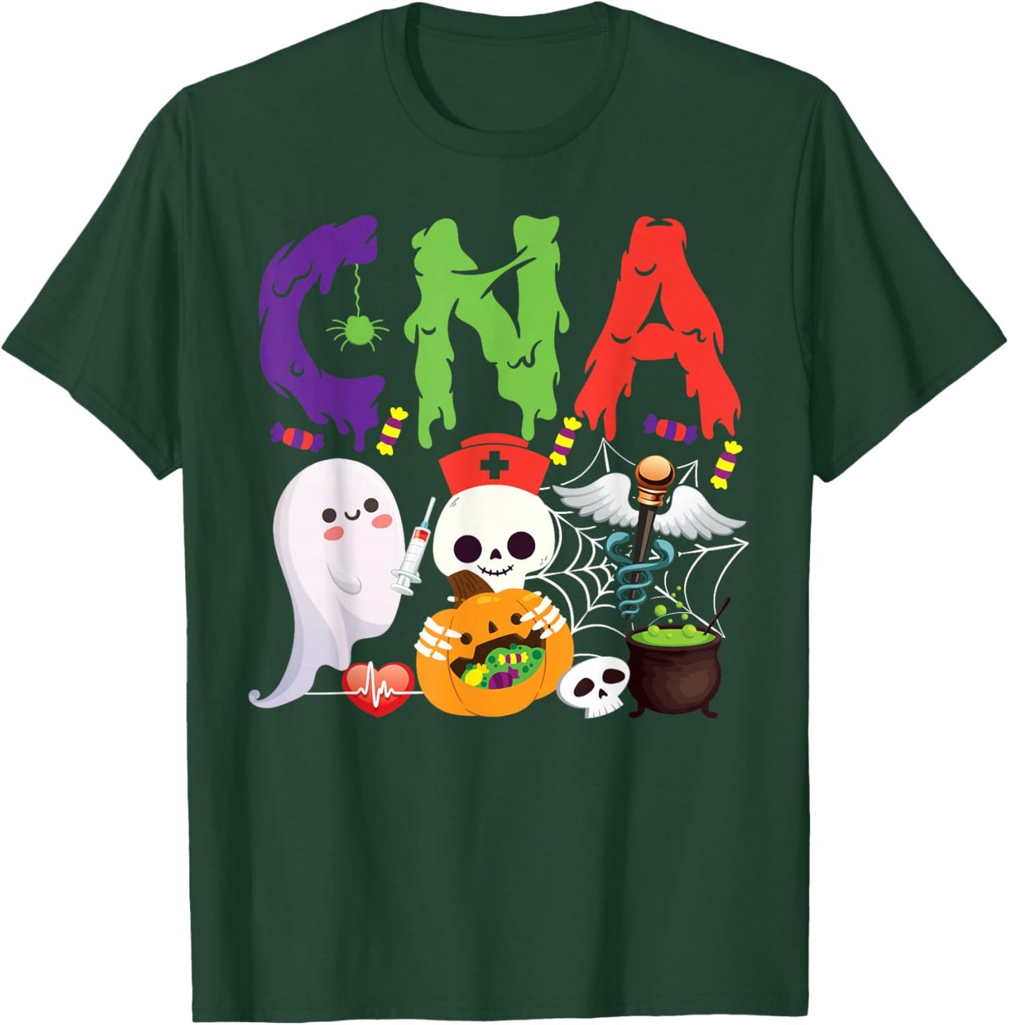 CNA Nurse Certified Nursing Assistant Halloween Cna T-Shirt - T-Shirt | Forest