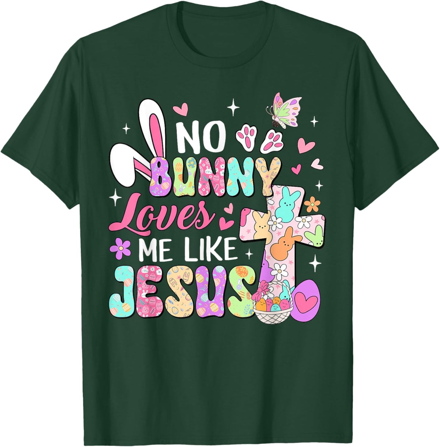 No Bunny Loves Me Like Jesus Religious Easter Christian Kids T-Shirt - T-Shirt | Forest