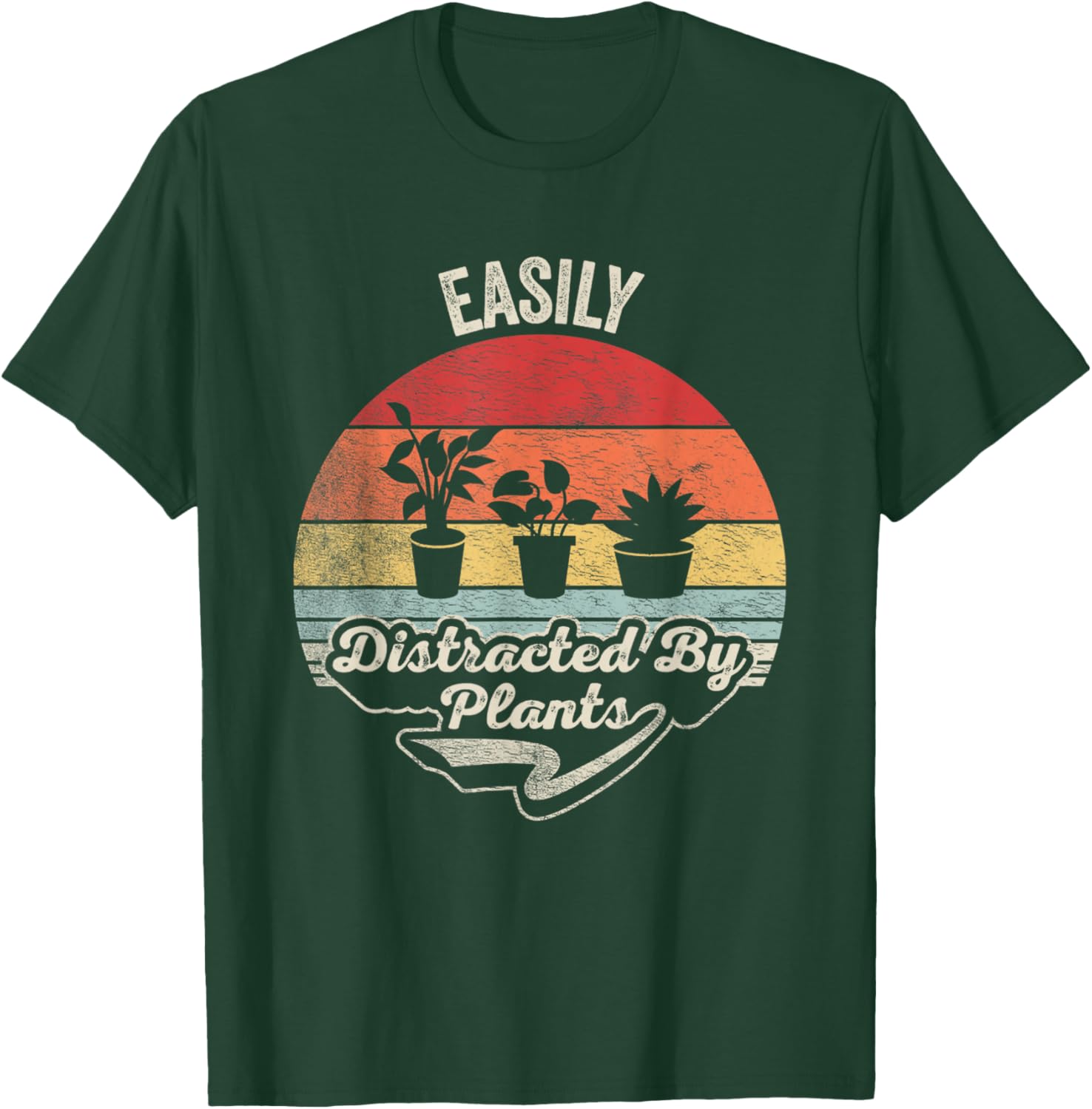 Retro Vintage Easily Distracted by Plants Funny Gardening T-Shirt - T-Shirt | Forest