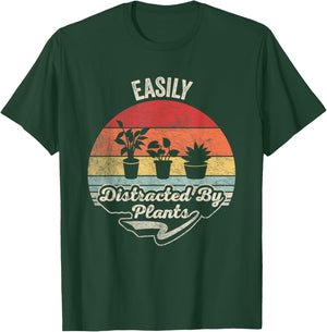 Retro Vintage Easily Distracted by Plants Funny Gardening T-Shirt - T-Shirt | Forest