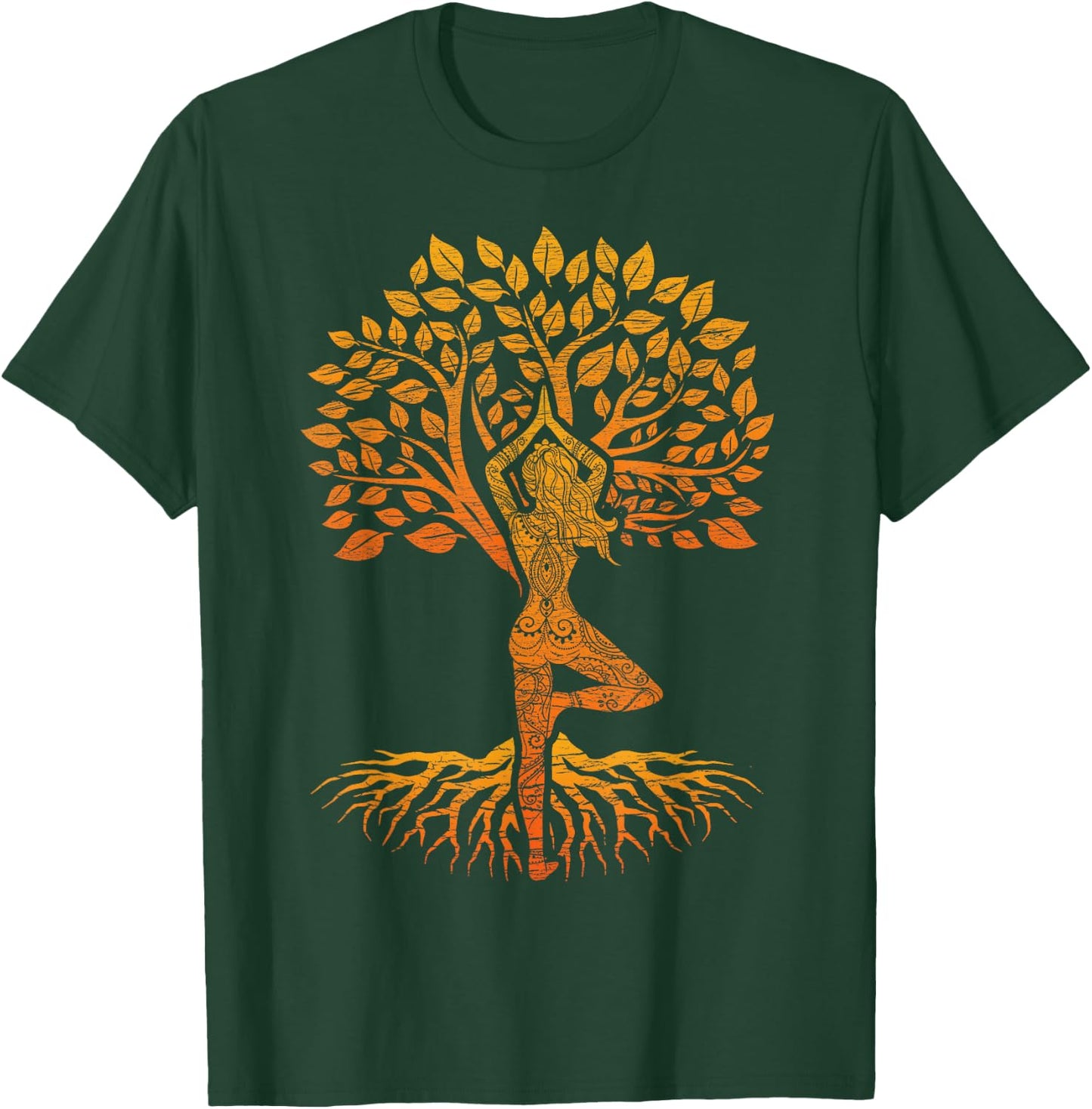 Tree of Life Yoga : Chakra Haka, Classic Fit, Round Neck, Black T-Shirt - T-Shirt | Forest