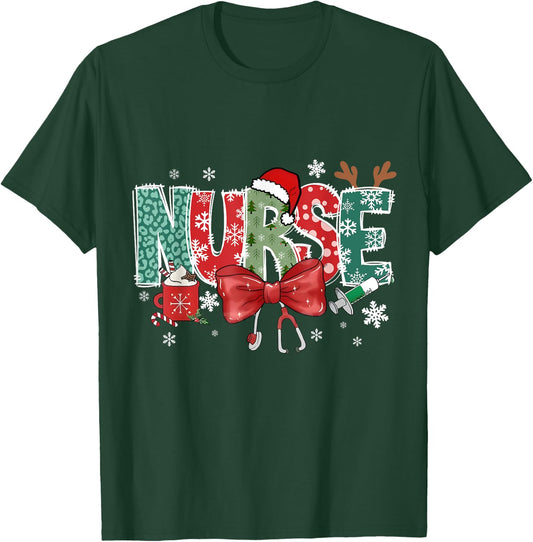 Christmas Christmas Nurse Family Humorous - , Black, Small, Short Sleeve T-Shirt - T-Shirt | Forest