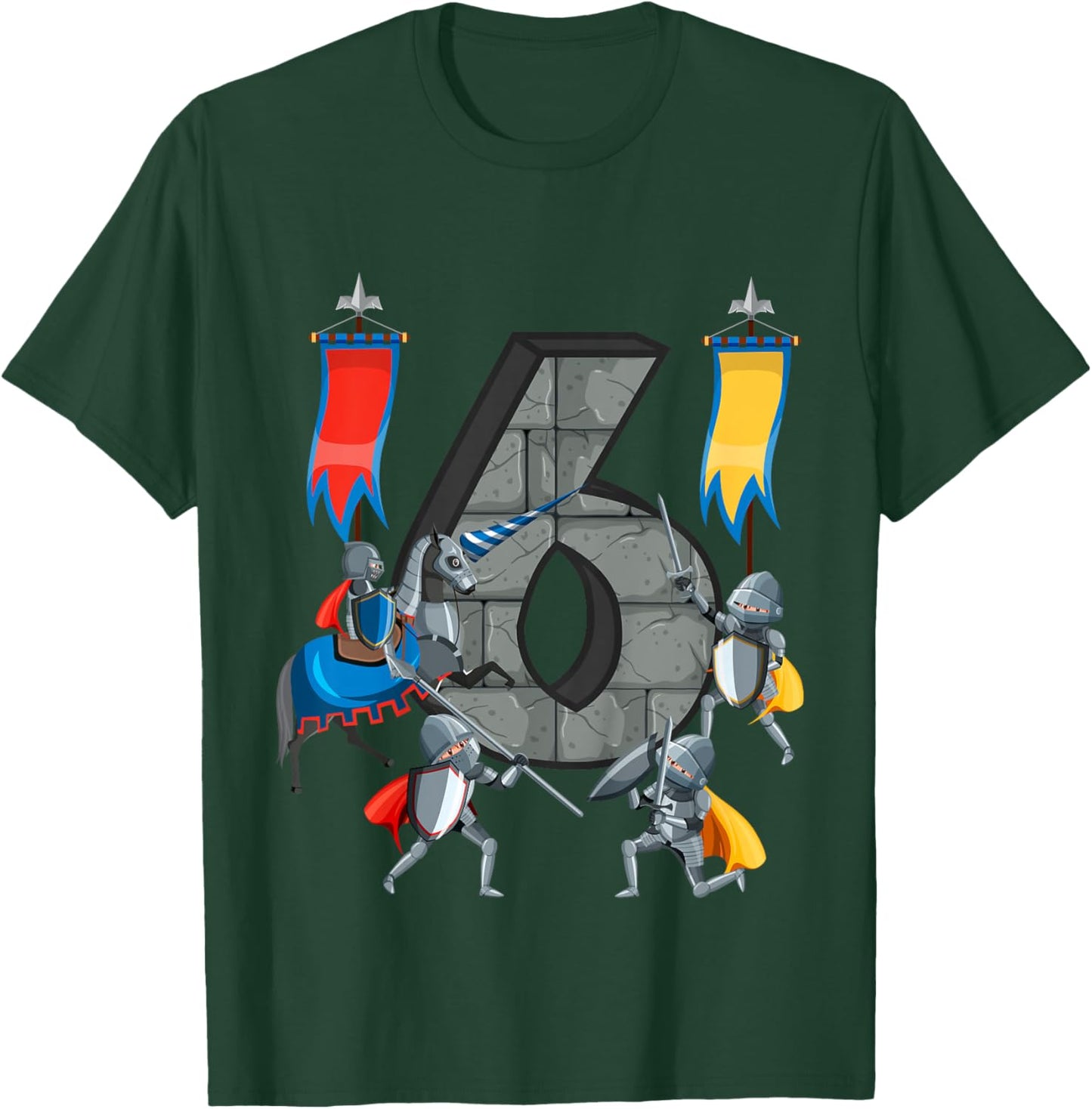 Medieval Knights Middle Ages History Castle 6th Birthday T-Shirt - T-Shirt | Forest