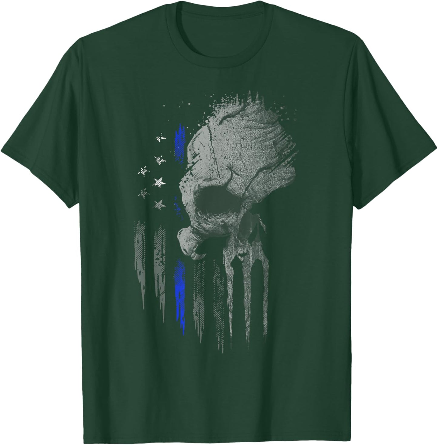 Vert Skull Thin Blue Line T-Shirt - T-Shirt | Forest