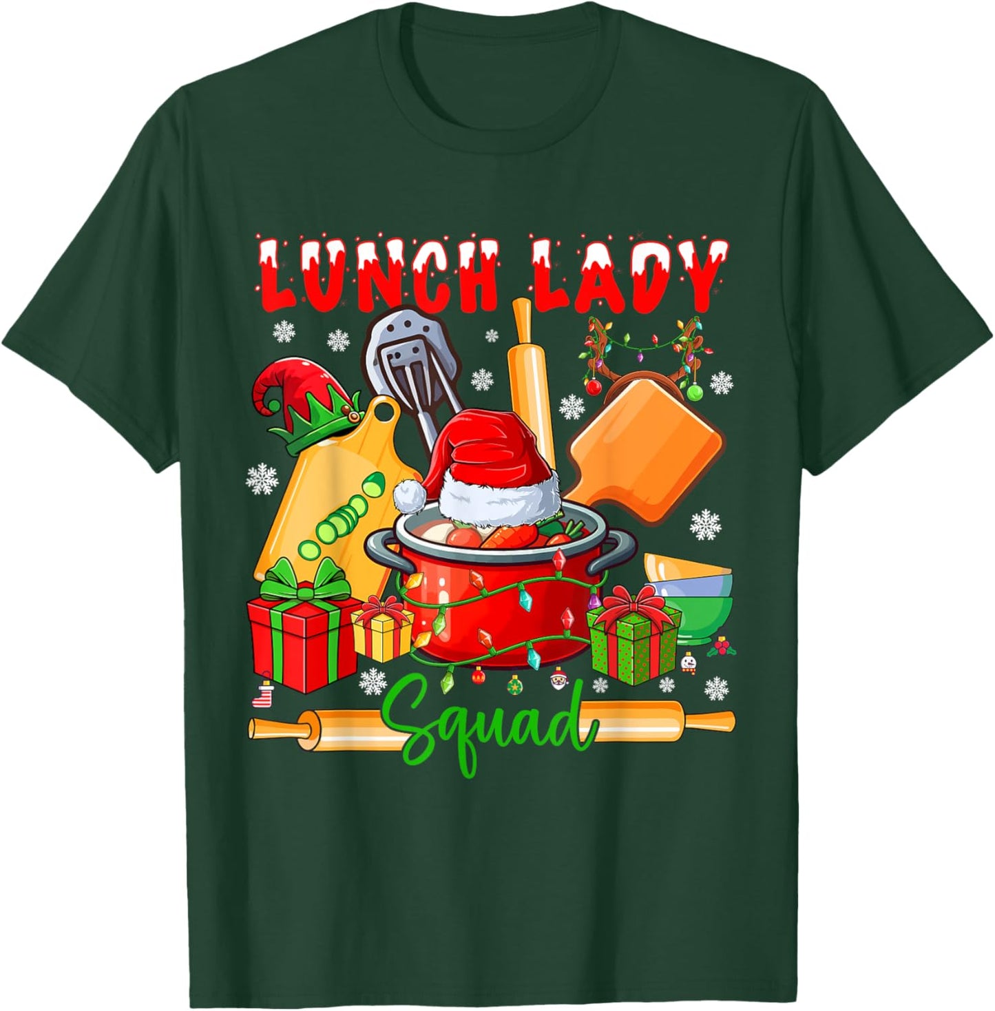 Lunch Lady Squad Christmas Santa Elf Nursing Tools T-Shirt - T-Shirt | Forest