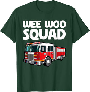 Funny Firefighter Art Women Kids Fire Truck Fireman T-Shirt - T-Shirt | Forest