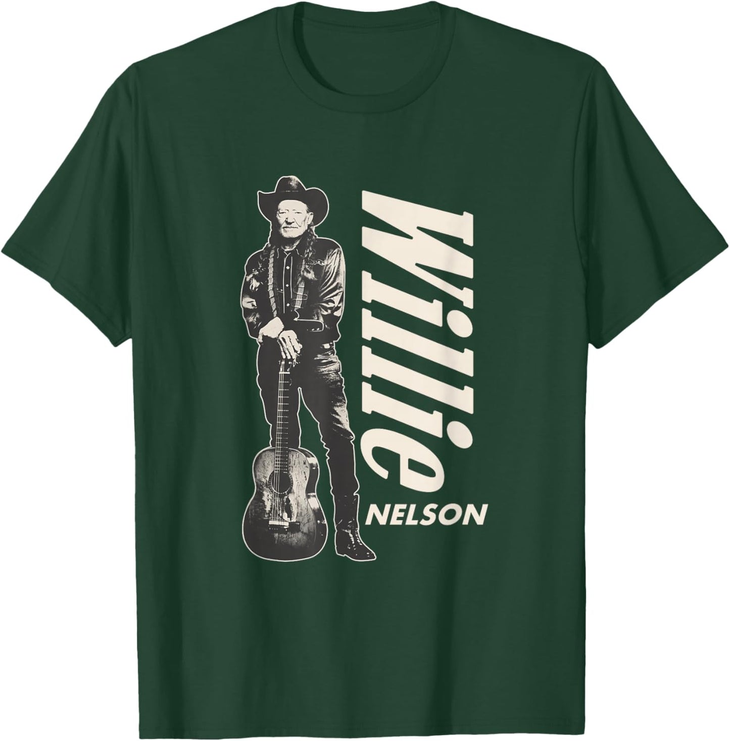 Official Willie Nelson Standing Guitar T-Shirt - T-Shirt | Forest
