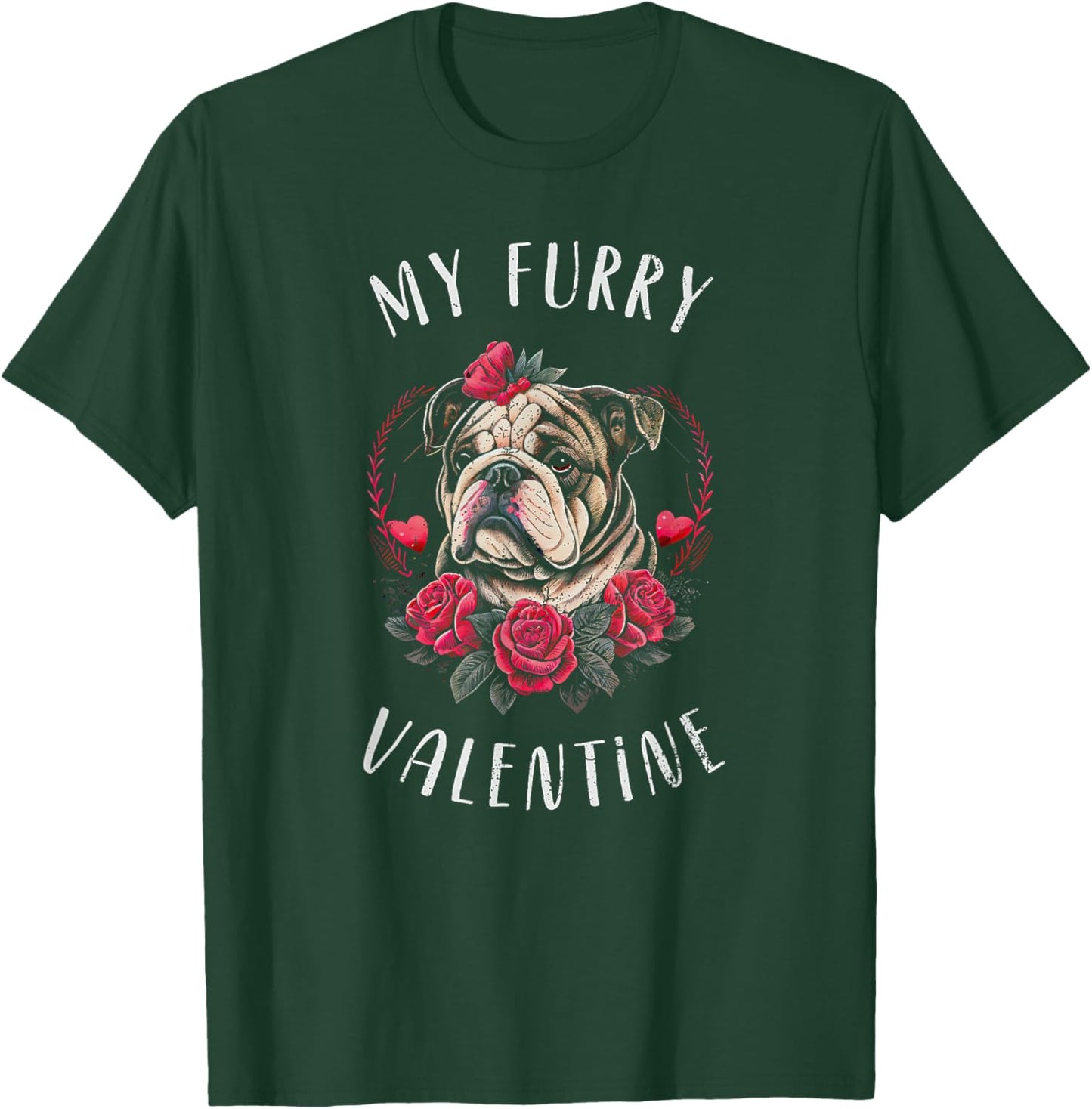 Valentine's day - English Bulldog Dog Valentine T-Shirt - T-Shirt | Forest